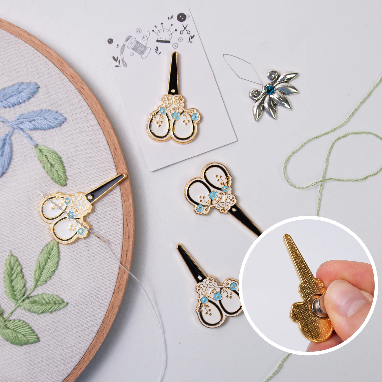 Needle Minder Magnet - ニードルマインダー 縫製磁気キーパー エナメルニードルピンホルダー ニードルナニー マグネット付き クロスステッチ刺繍針仕事用