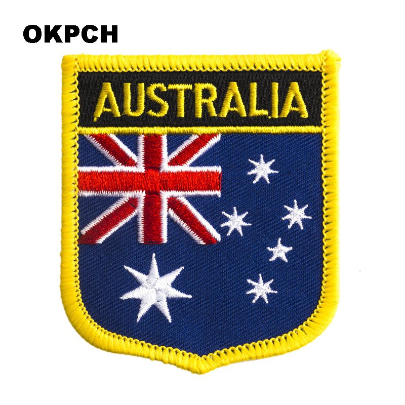 Embroidery In Australia - 刺embroideryパッチにオーストリア国旗の盾の形をした鉄、転写パッチに見た、衣類のバックパックの縫製アプリケーション