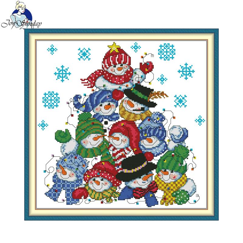 Embroidery X Pattern - 雪だるまパターンのジョイサンデープリントクロスステッチキット 11/14/16CT アイダ生地 DIY 刺繍工場卸売家の装飾