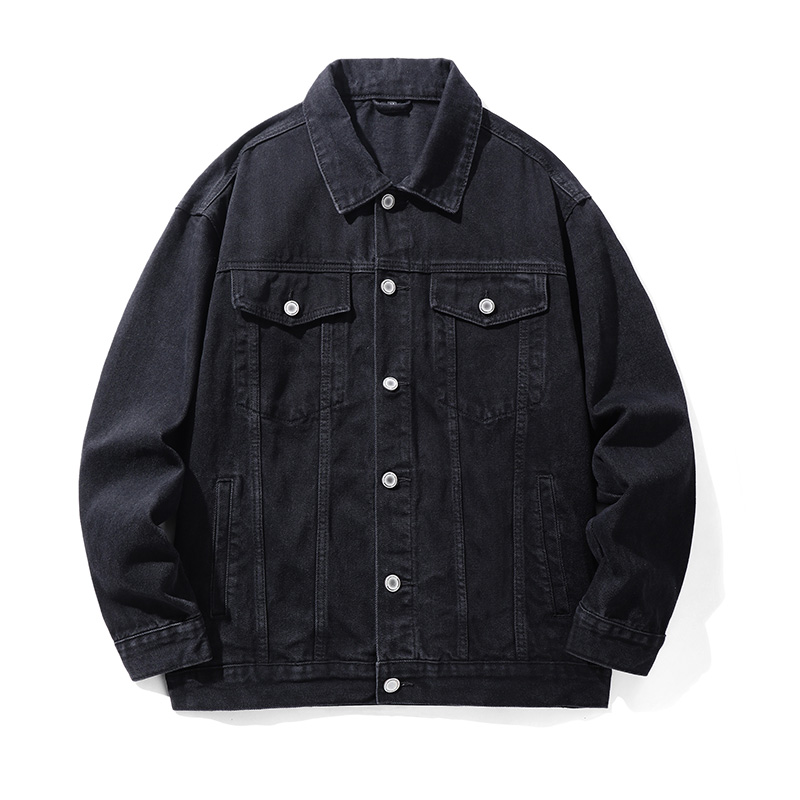 Embroidery Jacket Jeans - ハイエンドレトロ光る鯉刺繍ジーンズジャケットメンズルーズ大きいサイズブラックカジュアルジャケットトップ反射ナイトビジョン