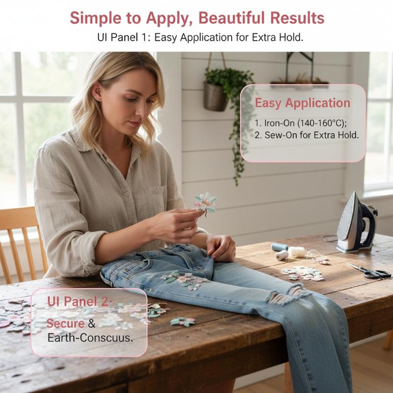 Embroidery Jacket Jeans - 1 個ジャケットジーンズクラフトアクセサリー花刺繍パッチアイロン接着エレガントなパッチ服バッグ DIY 刺繍ステッカー