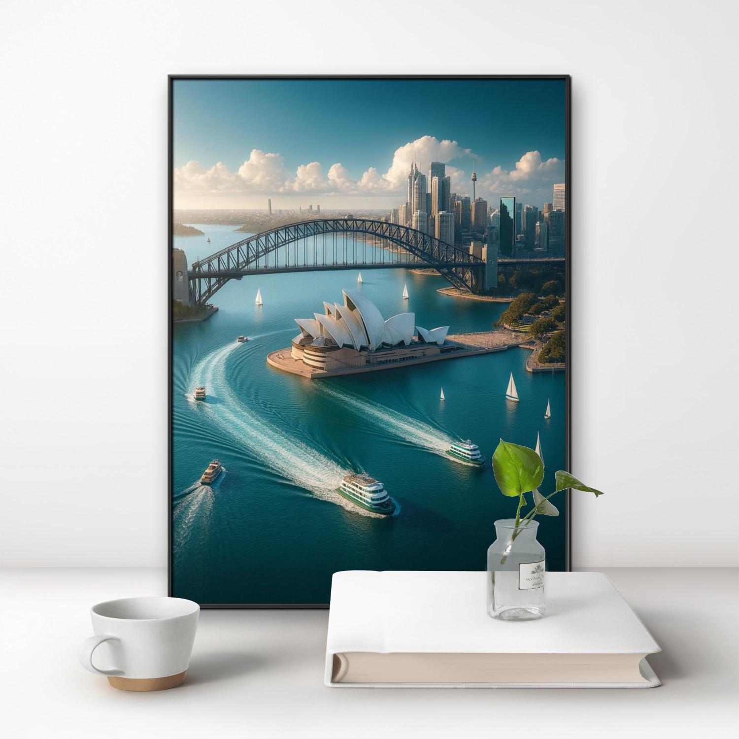 Embroidery In Australia - 高精細リアルなシドニーオペラハウス5DダイヤモンドペインティングオーストラリアランドマークDIYダイヤモンド刺繍家の壁飾り