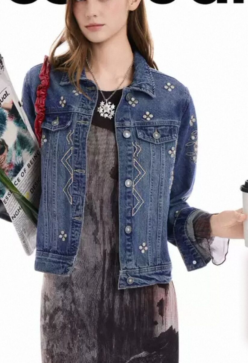 Embroidery Jacket Jeans - スペインの海外貿易、新しい刺繍の花柄、ハイストリートトレンド、ファッション、あらゆる種類のジーンズジャケット