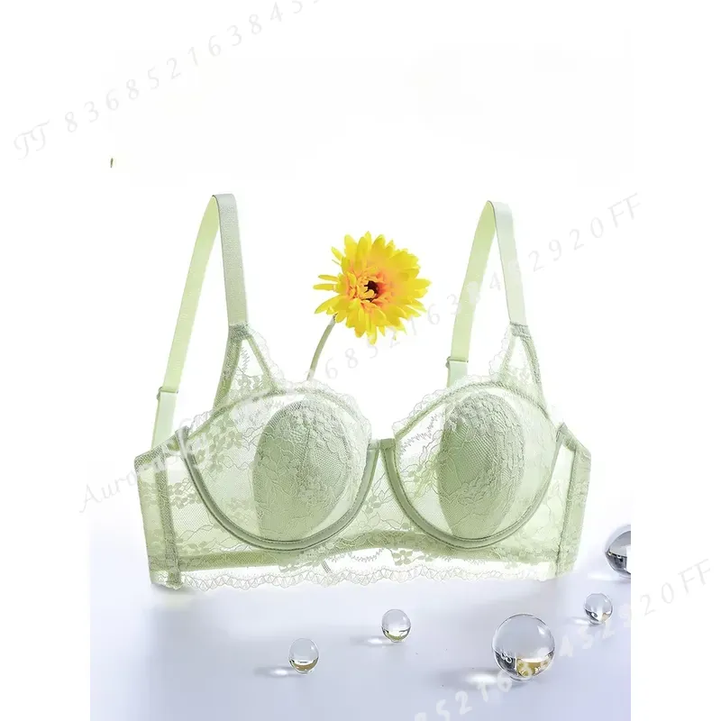 Embroidery Rabbit - 女性用夏用レースブラジャー、超薄型通気性シームレスプッシュアップリフト、垂れ防止ランジェリートップ、大きな胸のための見えない下着