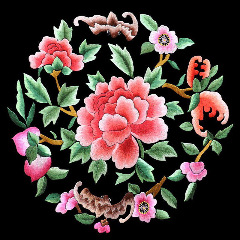 Embroidery Running Stitch - 初心者向けDIYシルク刺繍キット - ランニングステッチ＆フラットステッチ手作り縫製セット（中国風模様付き）