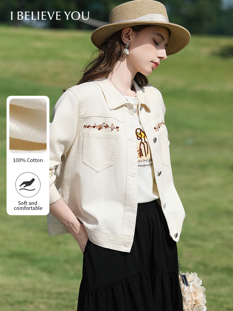 Embroidery Jacket Jeans - I BELIEVE YOU レディース 100 コットン