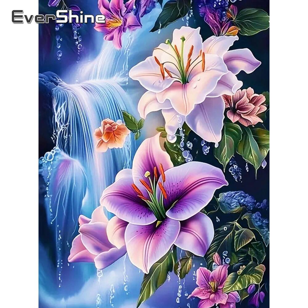 Embroidery Flower - エバーシャイン-日曜大工のダイヤモンド絵画,モザイク,海辺の裁縫,日没の風景,刺embroidery,愛の心,月の石,手作りの贈り物