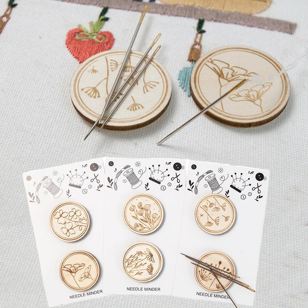 2 個クロスステッチ木製ニードルマインダーラウンド縫製マグネ - Needle Minder Magnet のレビューと価格