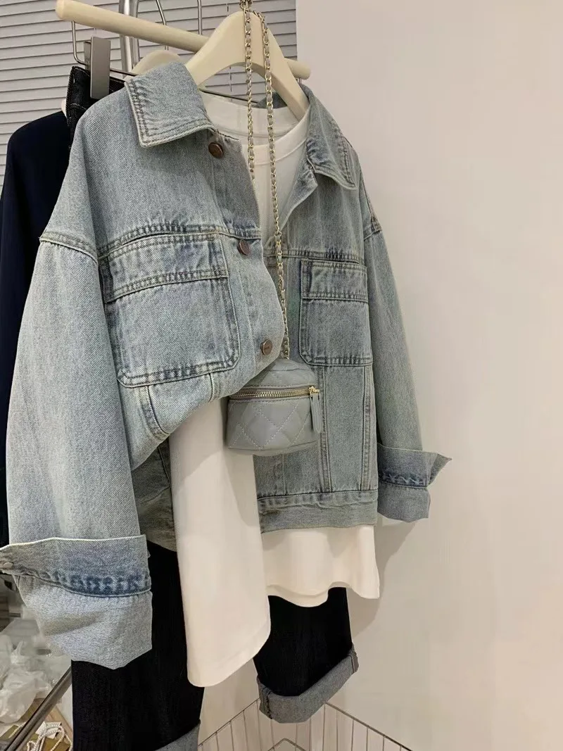 女性用ヴィンテージデニムコート,y2k,春,秋,コットン,ボ - Embroidery Jacket Jeans のレビューと価格