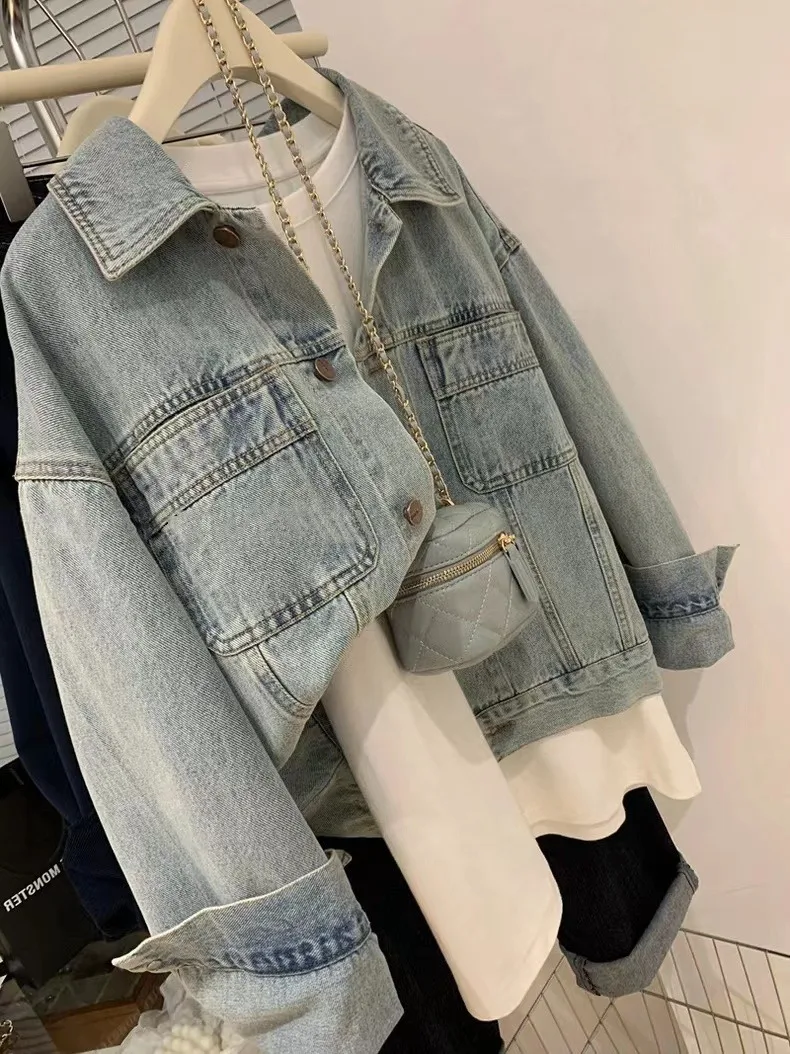 女性用ヴィンテージデニムコート,y2k,春,秋,コットン,ボ - Embroidery Jacket Jeans のレビューと価格