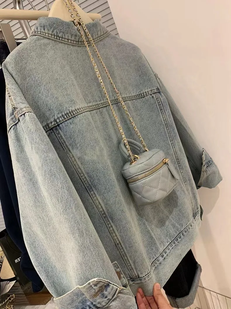 女性用ヴィンテージデニムコート,y2k,春,秋,コットン,ボ - Embroidery Jacket Jeans のレビューと価格