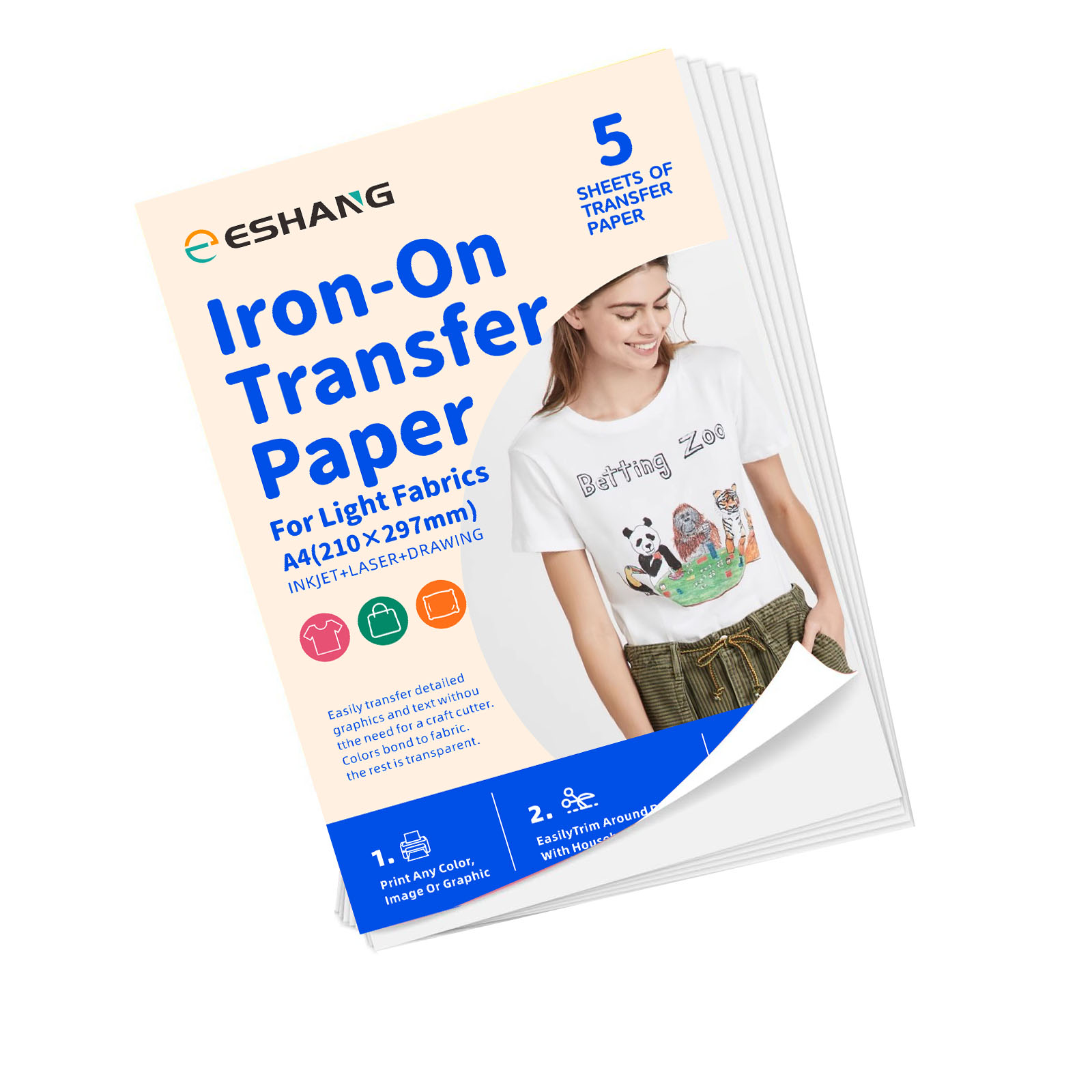5 枚 A4 T シャツ用熱転写紙、インクジェットプリンター - Transfer Paper Carbon のレビューと価格