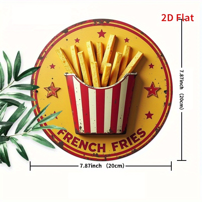 2Dフラット、レトロなフライドポテトメタルウォールアートサイ - Embroidery Garden のレビューと価格