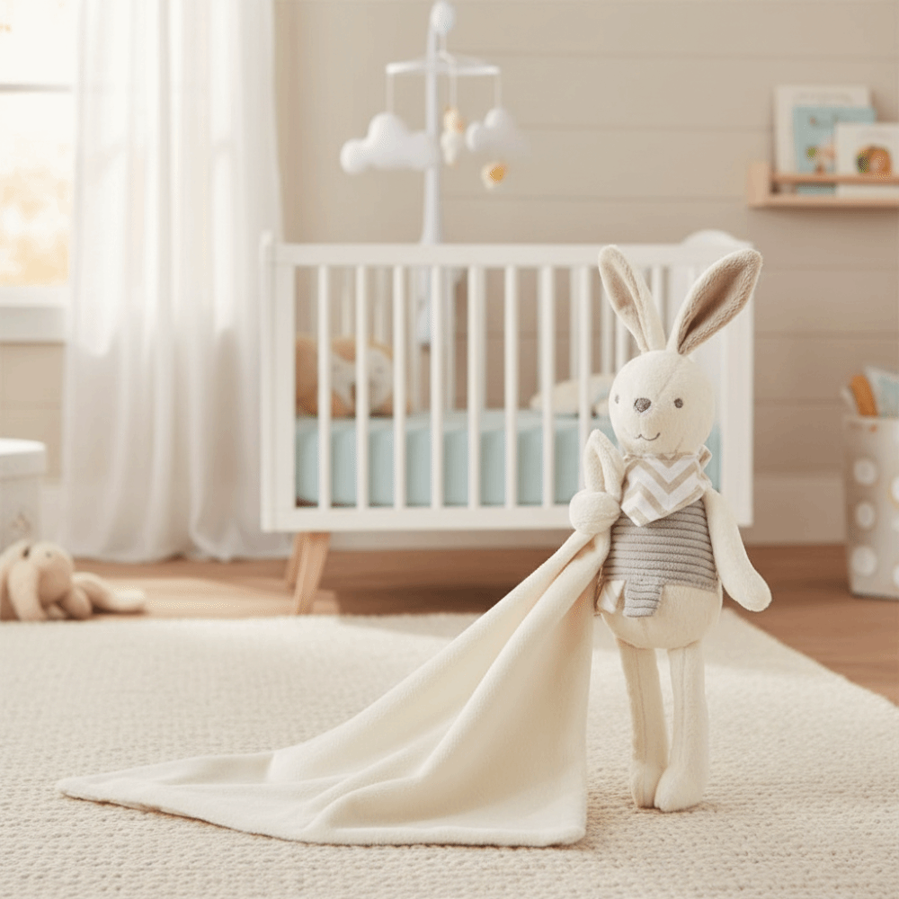 正方形のベビーウサギのぬいぐるみ、エレガントなリボン飾り、か - Embroidery Rabbit のレビューと価格