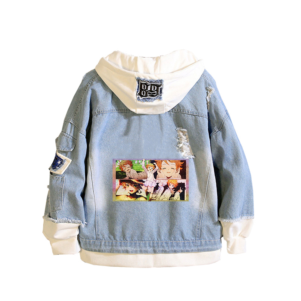 約束のネバーランドアニメジーンズジャケットレイノーマン漫画デ - Embroidery Jacket Jeans のレビューと価格