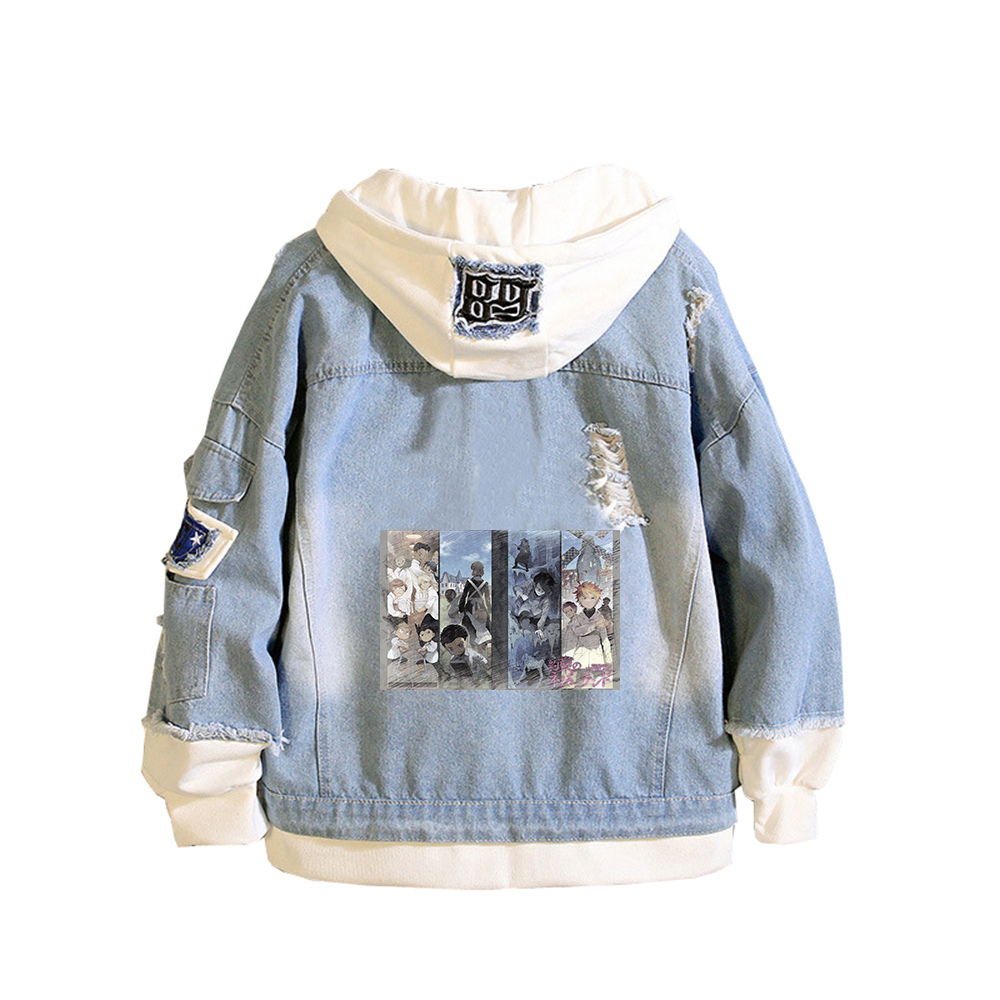 約束のネバーランドアニメジーンズジャケットレイノーマン漫画デ - Embroidery Jacket Jeans のレビューと価格