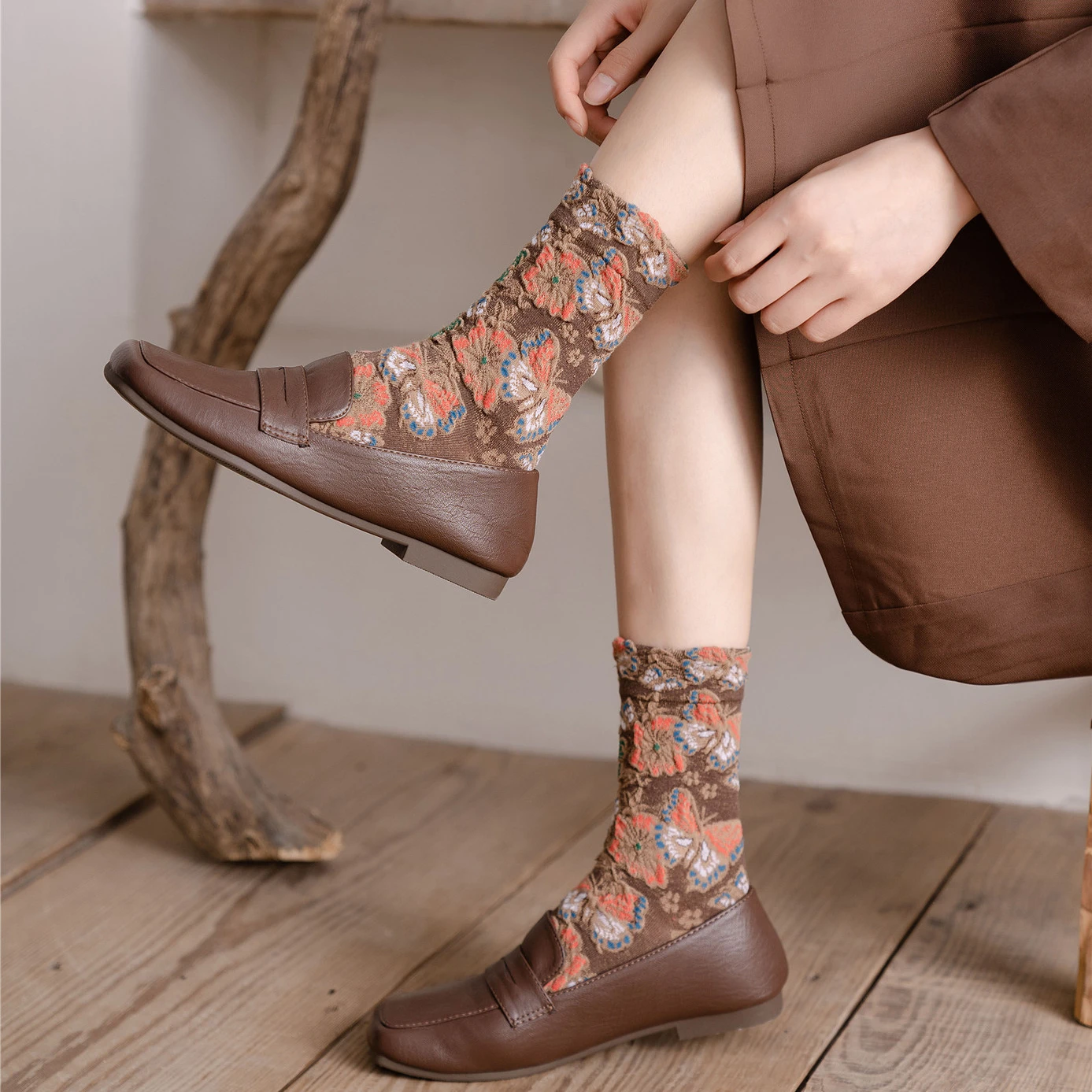 女性のための花柄の刺繍ソックス,韓国のファッション,原宿,レ - Embroidery On Socks のレビューと価格