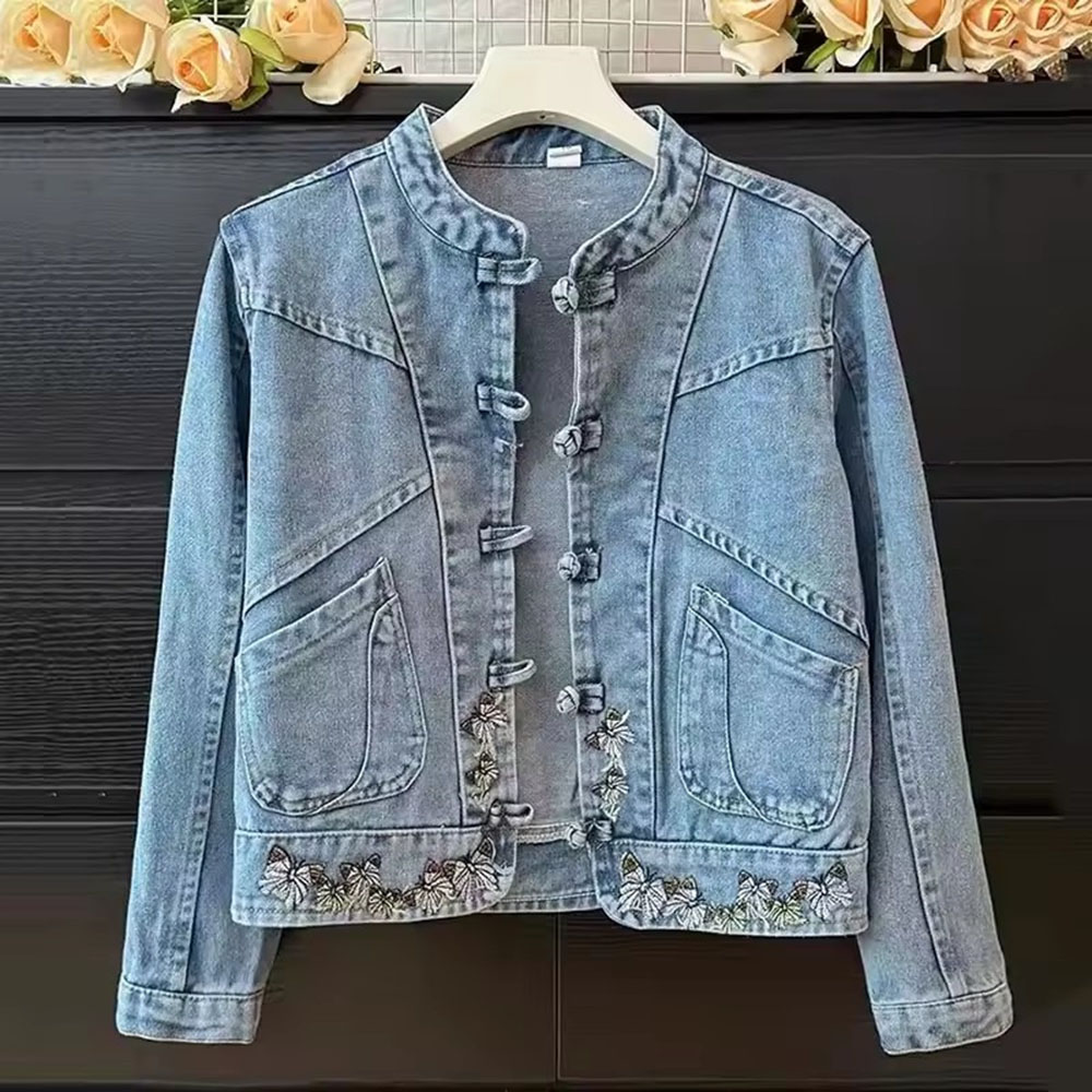 2025年春夏新作ファッションデニムジャケット レディース  - Embroidery Jacket Jeans のレビューと価格