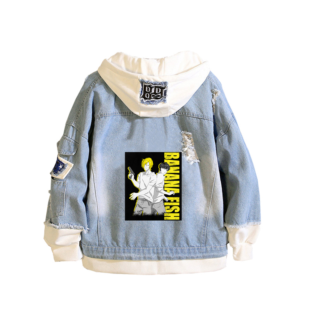 バナナフィッシュデミンジャケットアニメジーンズパーカーアッシ - Embroidery Jacket Jeans のレビューと価格