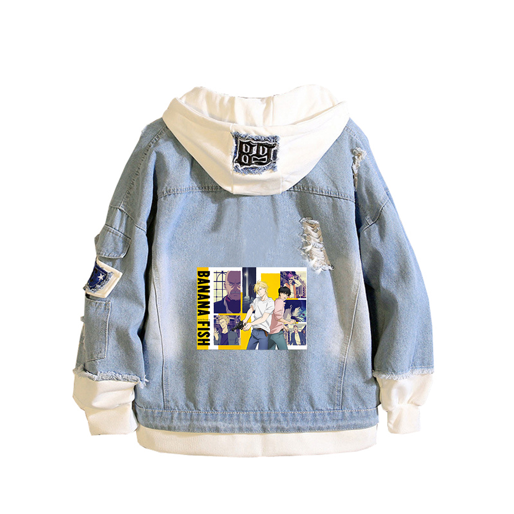 バナナフィッシュデミンジャケットアニメジーンズパーカーアッシ - Embroidery Jacket Jeans のレビューと価格