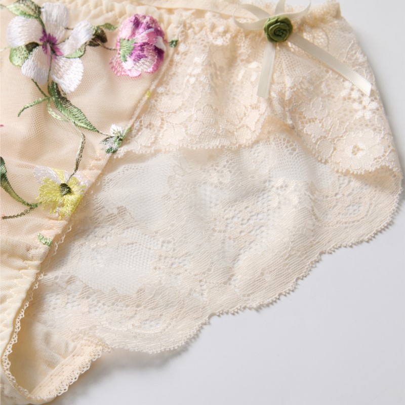 レースシースルー女性のセクシーなランジェリーローウエストフラ - Embroidery Flower のレビューと価格
