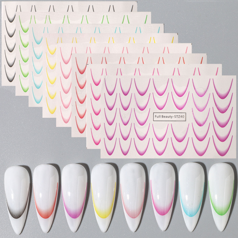 8 個グラデーションフレンチネイルアートステッカーインクブル - Transfer Paper Carbon のレビューと価格