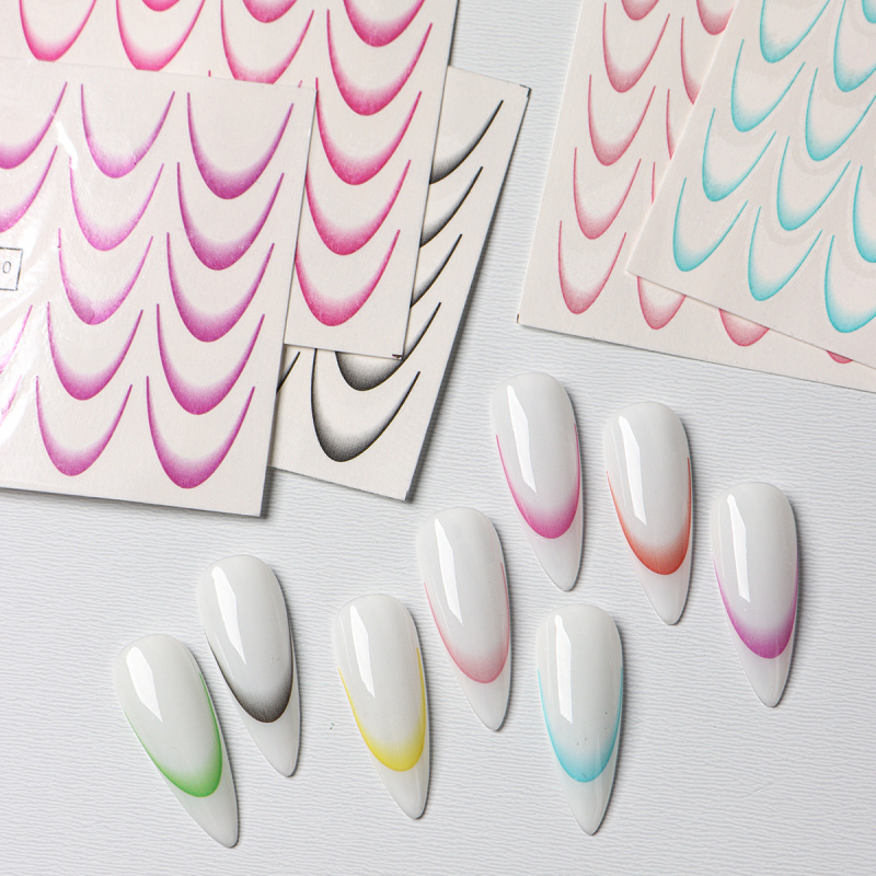 8 個グラデーションフレンチネイルアートステッカーインクブル - Transfer Paper Carbon のレビューと価格