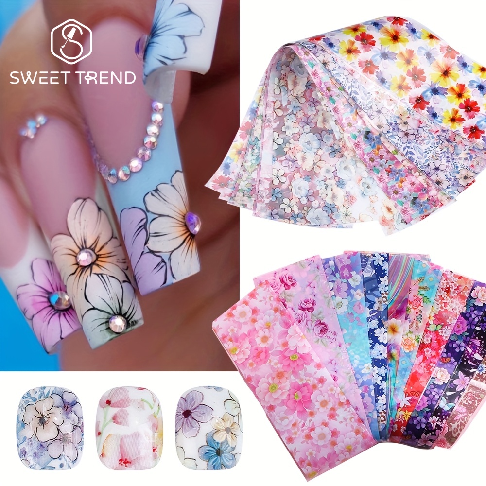 20枚セット 花柄ネイルアート転写ホイルシート — 夏の華や - Transfer Paper Carbon のレビューと価格