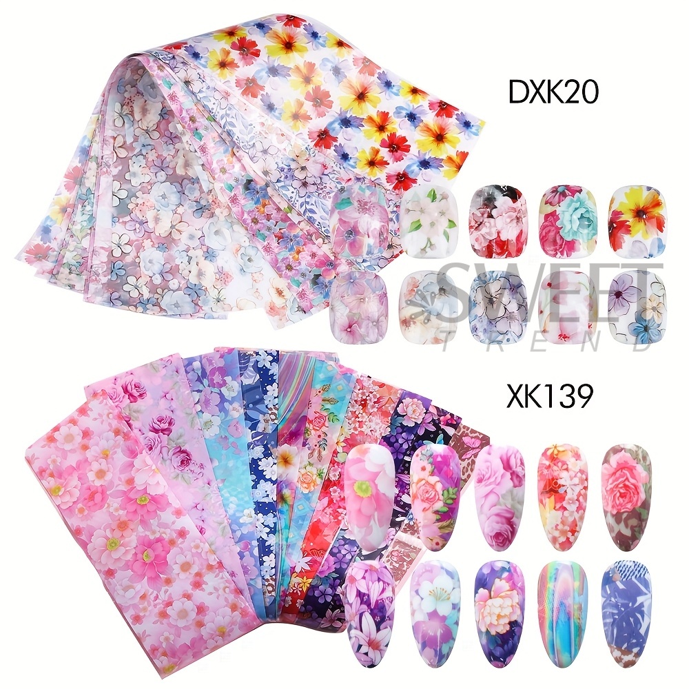 20枚セット 花柄ネイルアート転写ホイルシート — 夏の華や - Transfer Paper Carbon のレビューと価格
