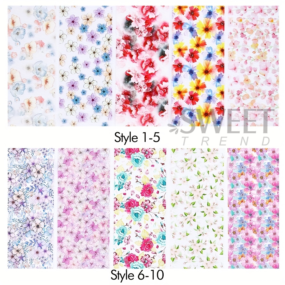 20枚セット 花柄ネイルアート転写ホイルシート — 夏の華や - Transfer Paper Carbon のレビューと価格