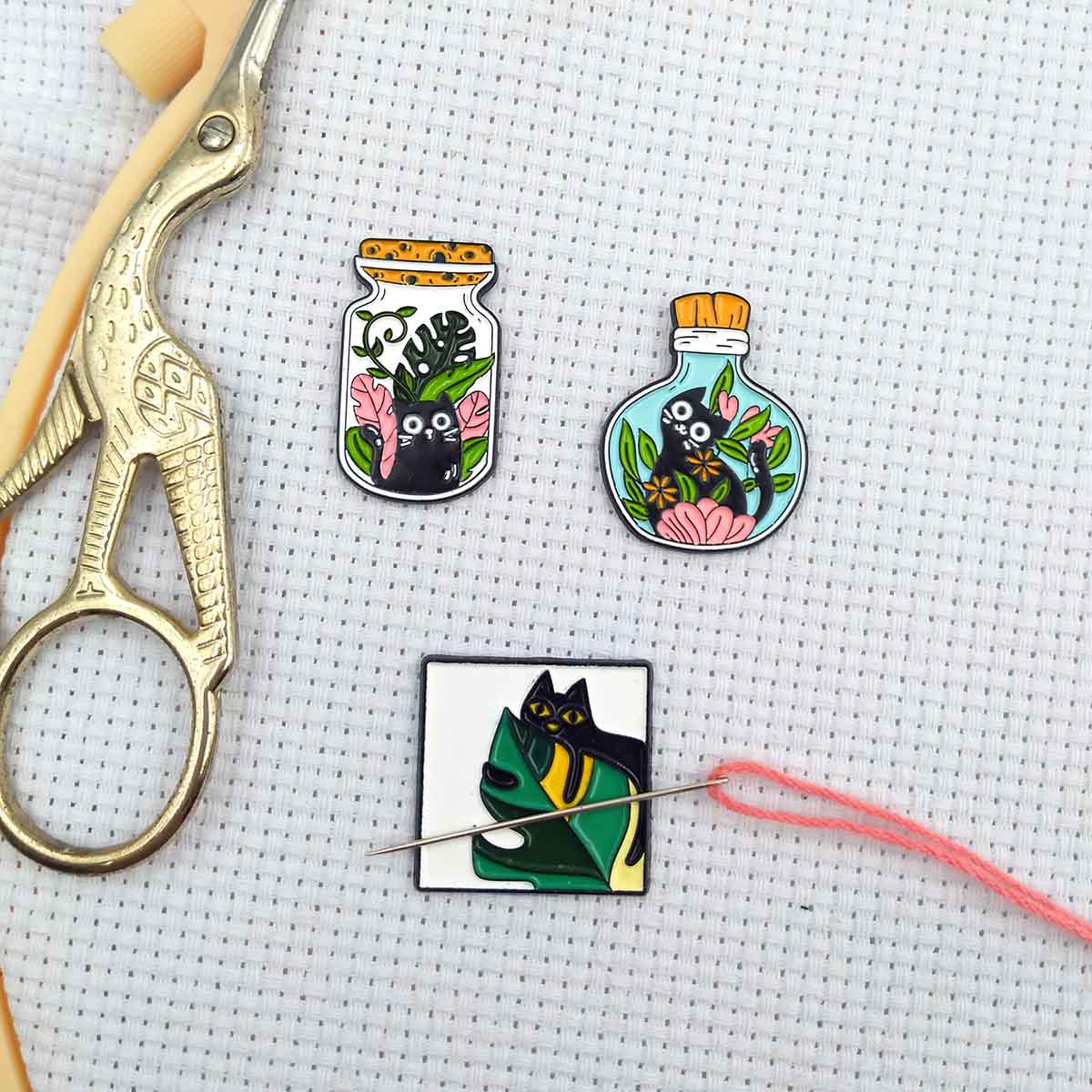 黒猫磁気ニードルマインダー、クロスステッチ用、かわいい縫製用 - Needle Minder Magnet のレビューと価格