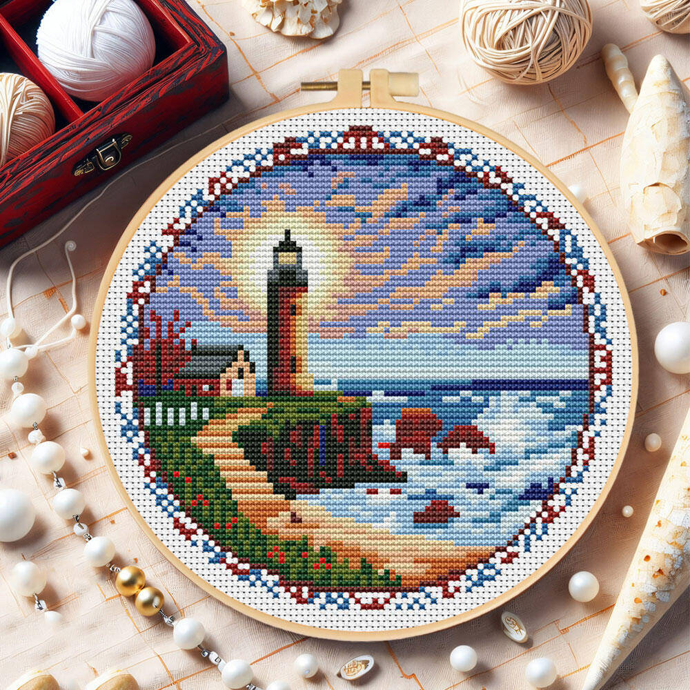 クロスステッチ灯台フープツール 11CT 風景パターン DI - Embroidery X Pattern のレビューと価格