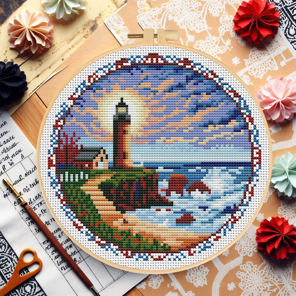 クロスステッチ灯台フープツール 11CT 風景パターン DI - Embroidery X Pattern のレビューと価格