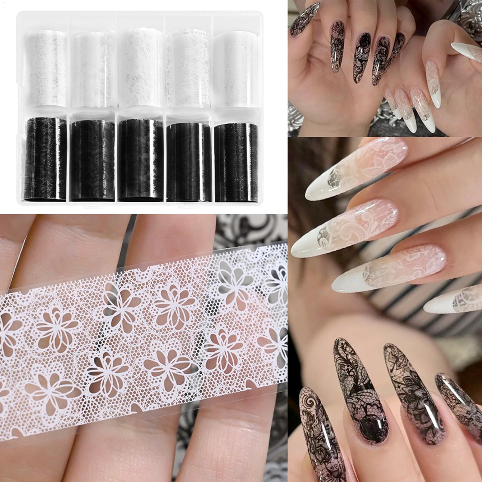 10 個白黒レースネイルアート箔セット自己粘着ネイル転写ステ - Transfer Paper Carbon のレビューと価格