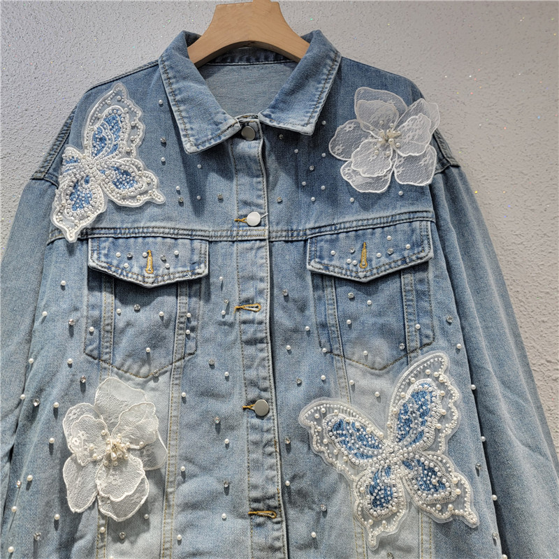 2026年春秋韓国デニムジャケット レディース 重刺繍3D蝶 - Embroidery Jacket Jeans のレビューと価格
