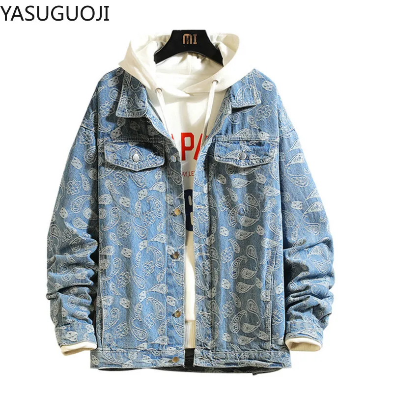 新 2025 春日本のヴィンテージプリントデニムジャケット男 - Embroidery Jacket Jeans のレビューと価格