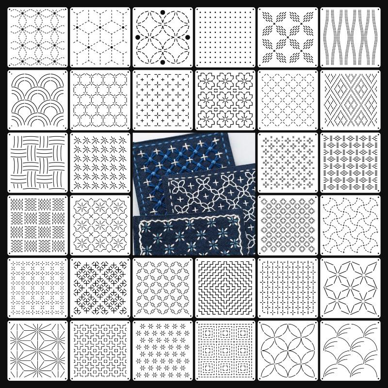 [J]9/32個入りサシコ刺繍テンプレートDIY幾何学模様パ - Embroidery Handicraft のレビューと価格