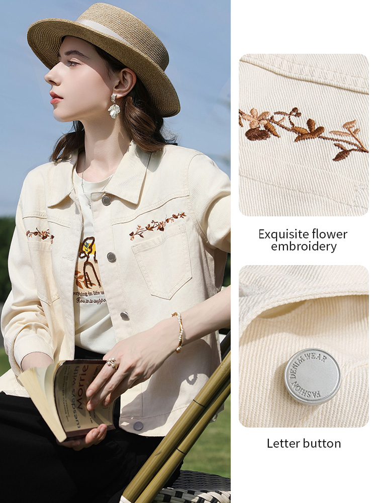 I BELIEVE YOU レディース 100 コットン ベ - Embroidery Jacket Jeans のレビューと価格