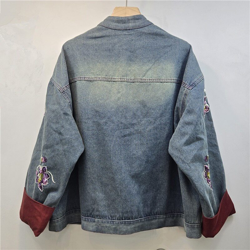 ヘビーワークスパンコールフラワー刺繍コントラストカラーデニム - Embroidery Jacket Jeans のレビューと価格