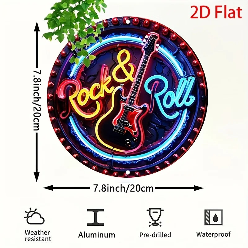 ヴィンテージロックネオンサイン、2Dフラットメタルアルミニウ - Embroidery Garden のレビューと価格