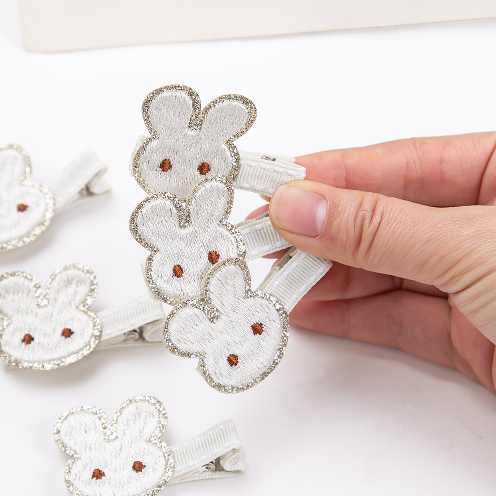 50 ピース/ロット刺繍バニー弓ヘアクリップかわいいウサギの - Embroidery Rabbit のレビューと価格
