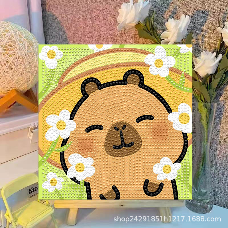 漫画カピバラクリスタルダイヤモンド装飾絵画フレームアート絵画 - Embroidery Handicraft のレビューと価格