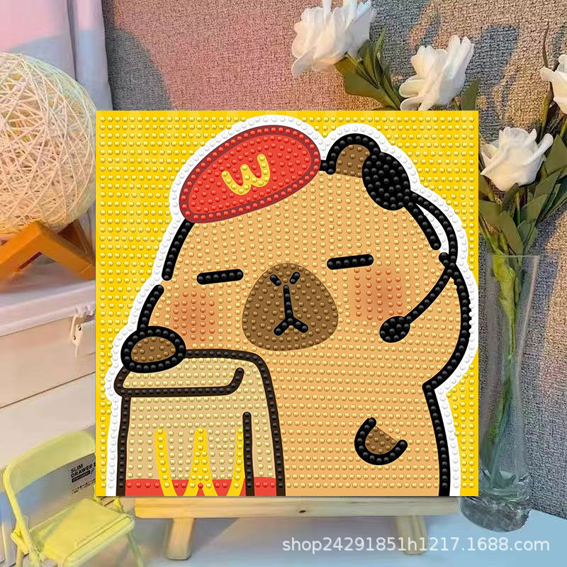 漫画カピバラクリスタルダイヤモンド装飾絵画フレームアート絵画 - Embroidery Handicraft のレビューと価格