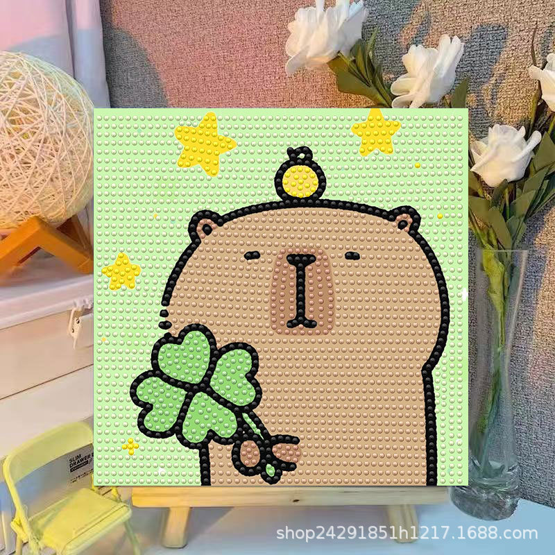 漫画カピバラクリスタルダイヤモンド装飾絵画フレームアート絵画 - Embroidery Handicraft のレビューと価格