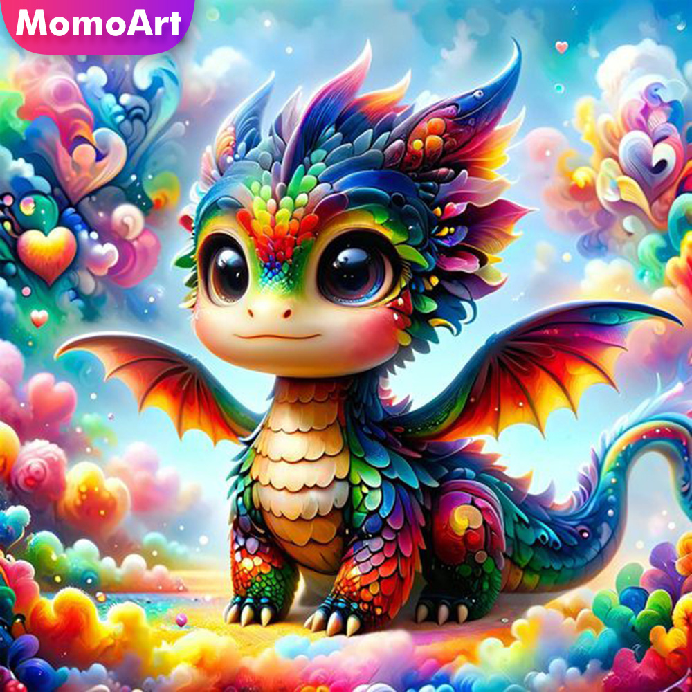 Momoart-正方形と円形のダイヤモンド絵画,ドラゴンの動 - Embroidery Gift Ideas のレビューと価格
