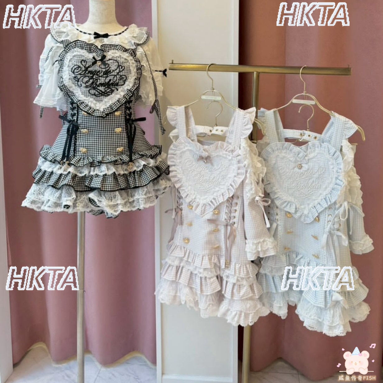 日本製大量生産プレイド柄ラブセットレースレターボウストラップ - Embroidery Love のレビューと価格